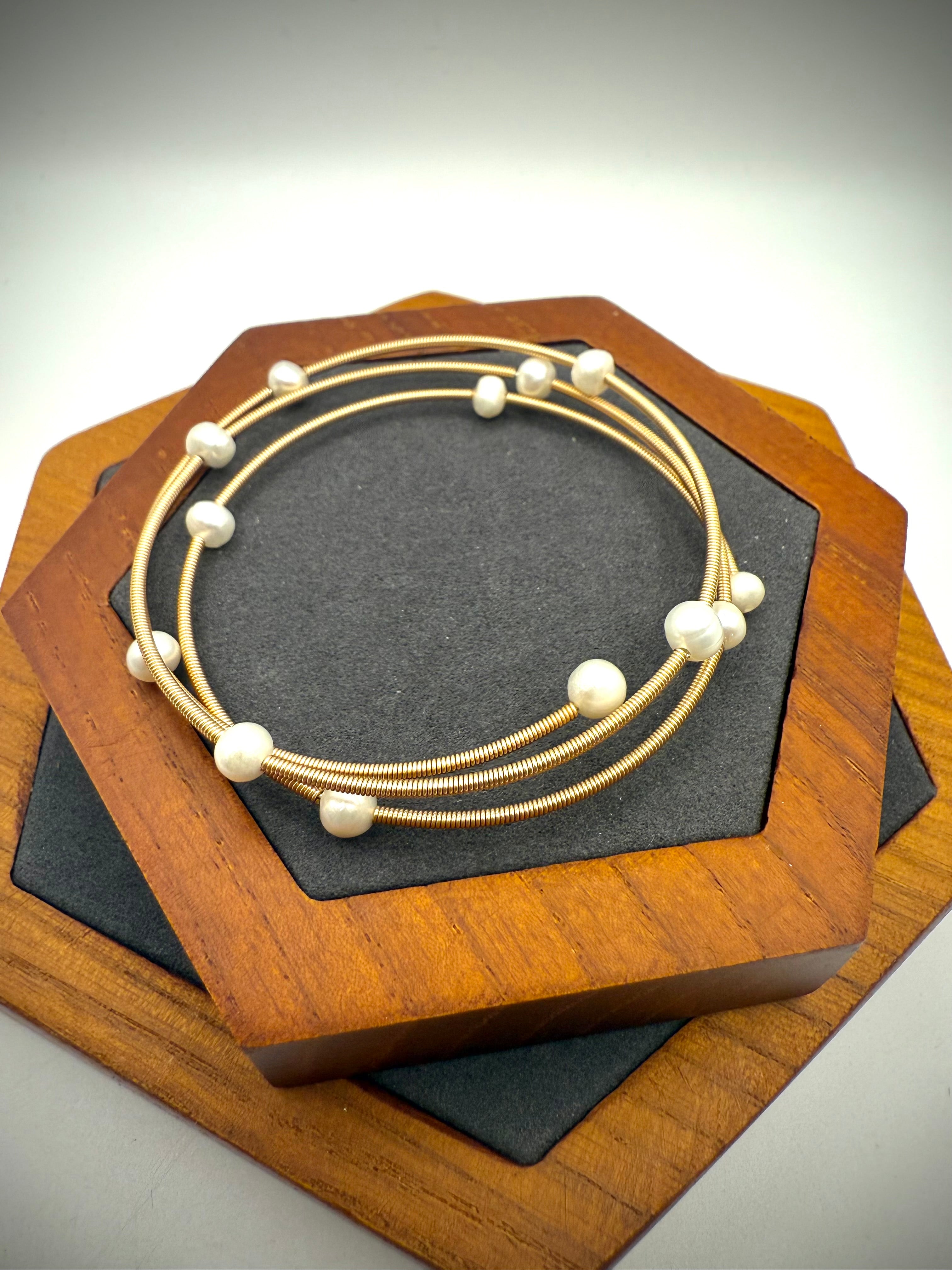 Three Layer Freshwater Pearl Bangle