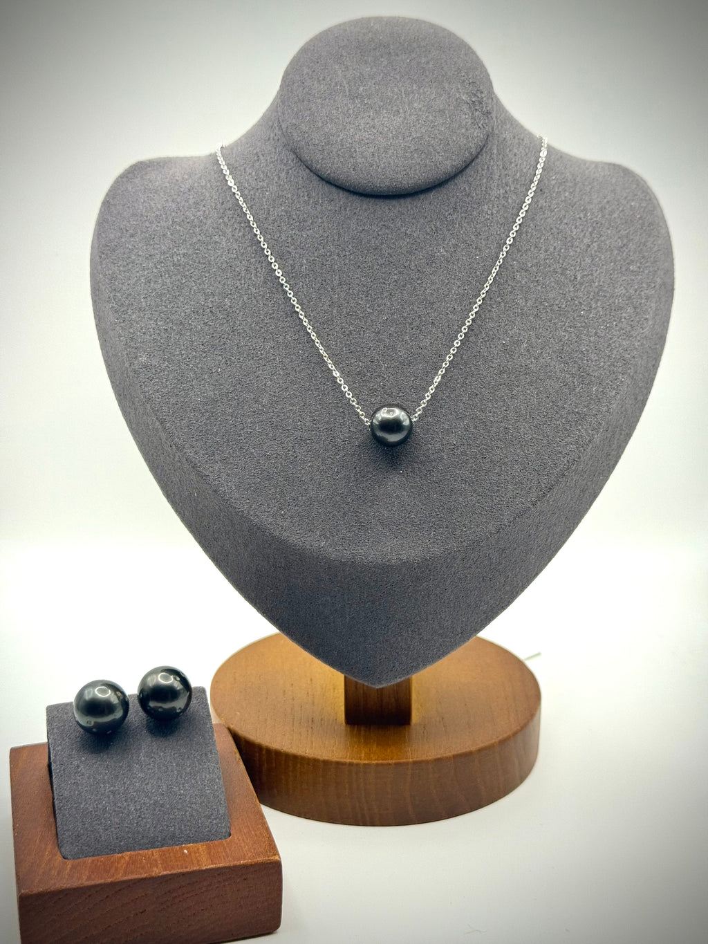 Piano Black Tahitian Pearl Stud Earrings