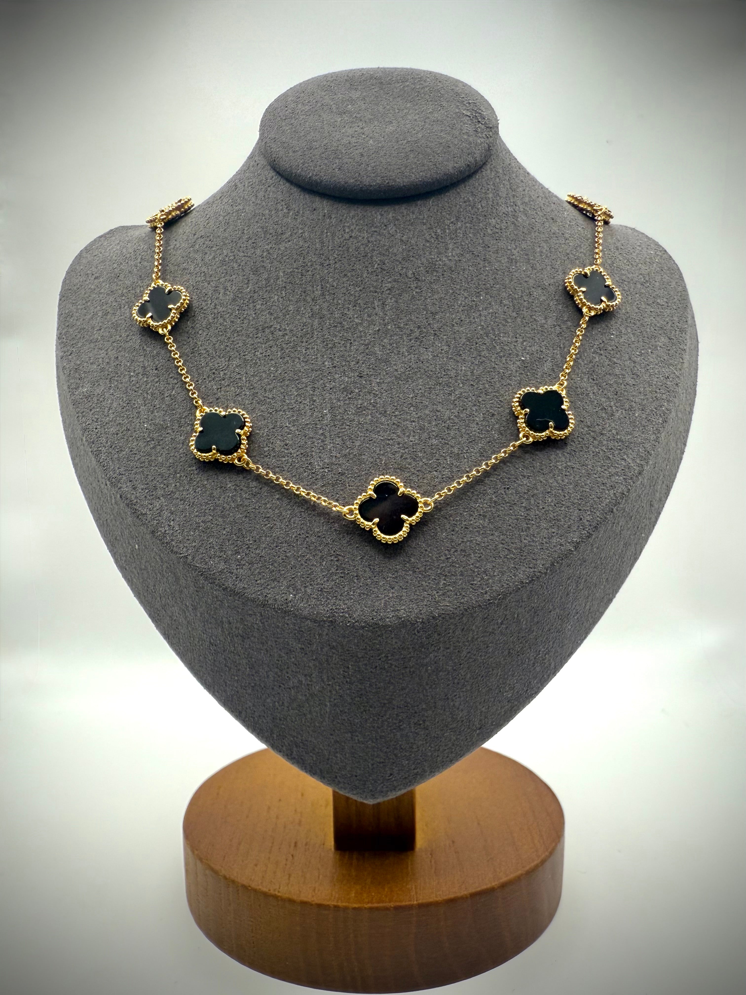 Black Onyx Clover Necklace