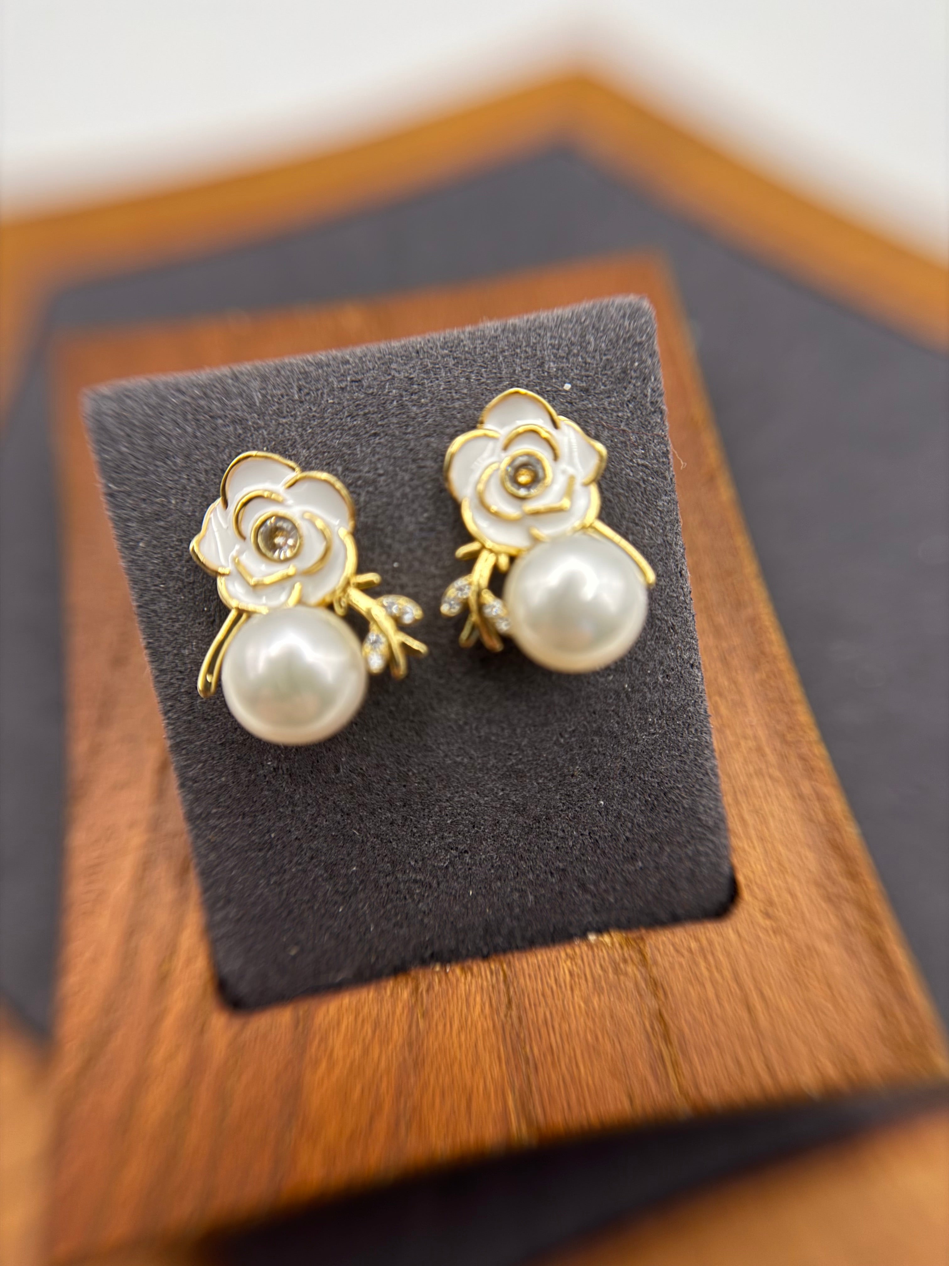 White Freshwater Pearl Earrings