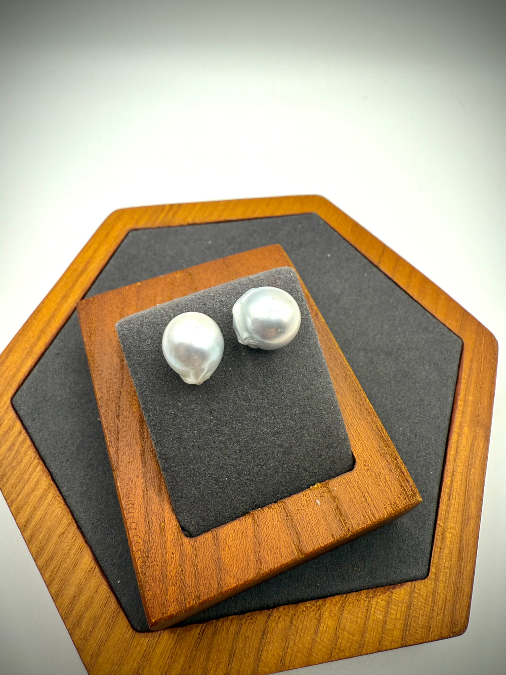 Bluish White Baroque Pearl Stud Earrings