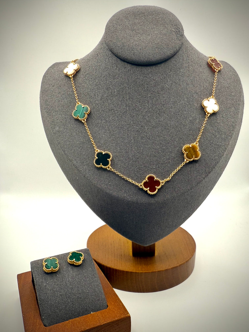 Multi Stone Clover Necklace