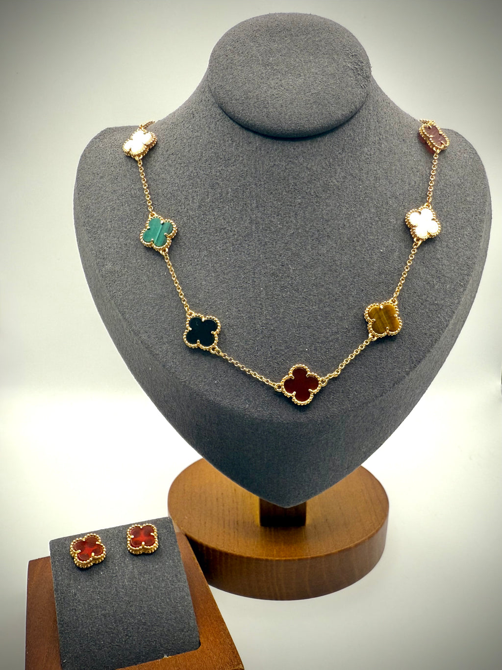 Multi Stone Clover Necklace