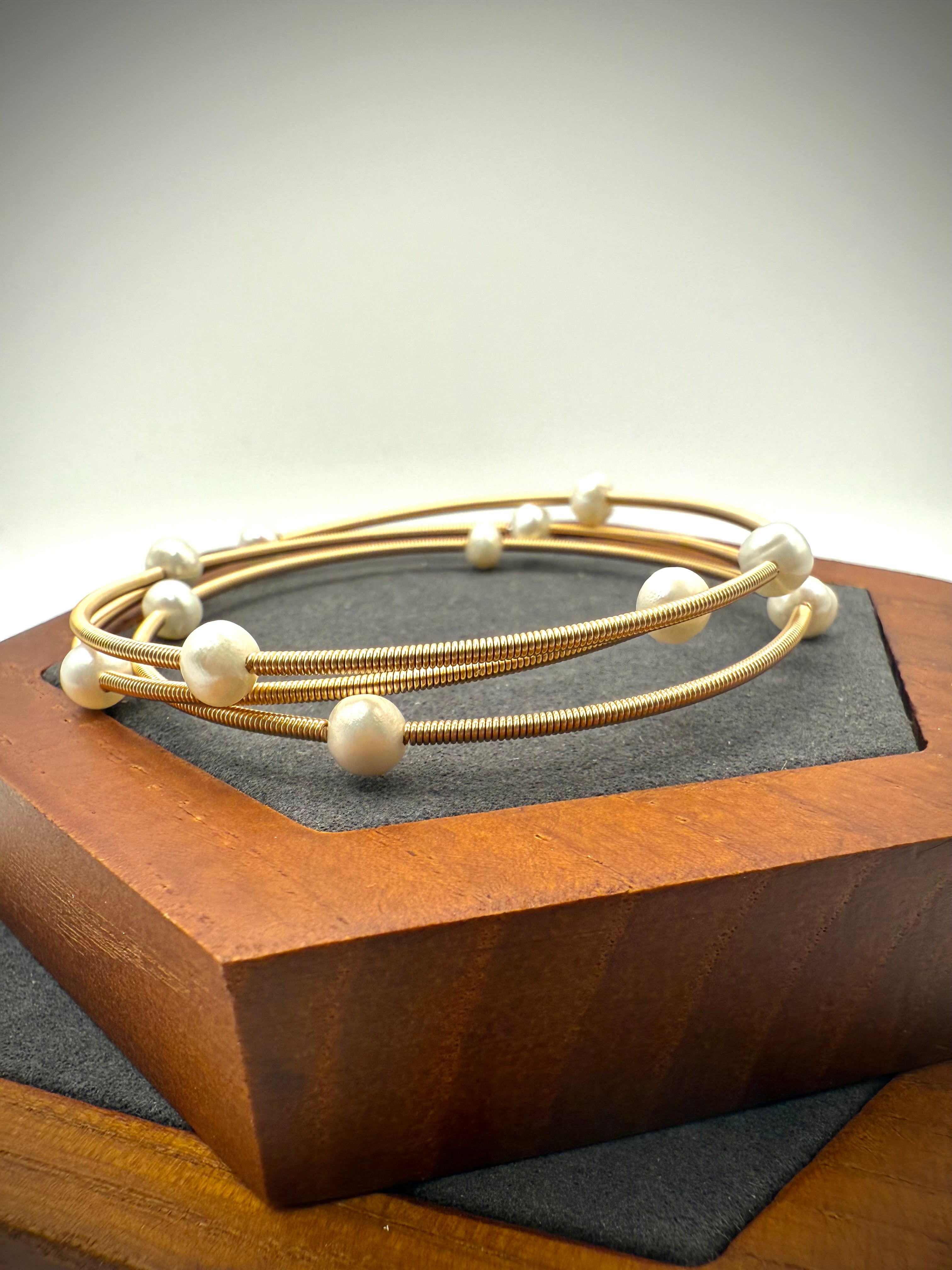 Three Layer Freshwater Pearl Bangle