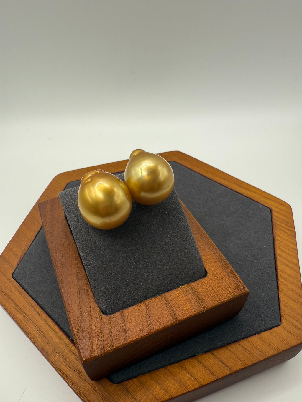 Deep Golden Baroque Pearl Studs