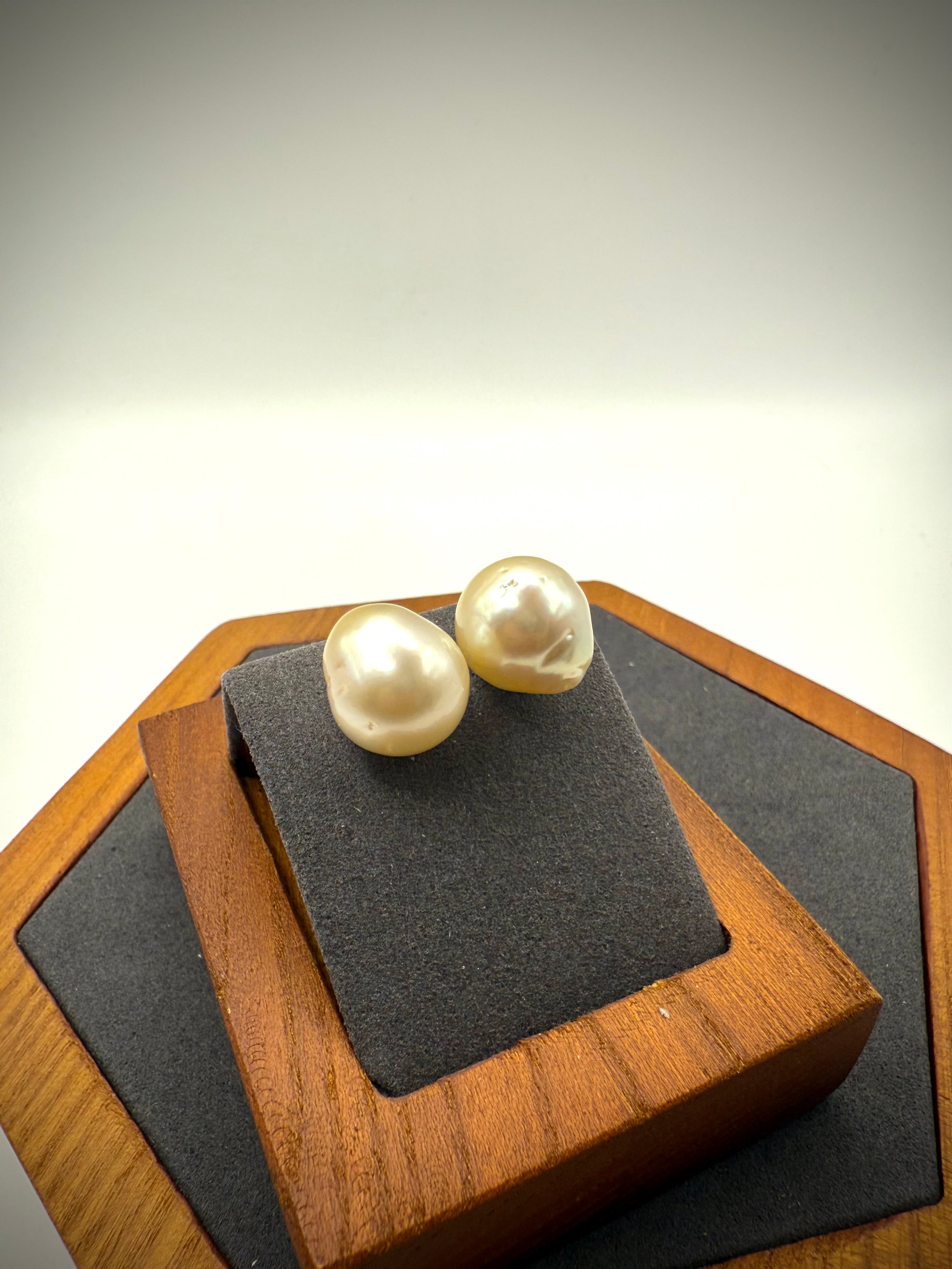 Champagne Baroque South Sea Pearl Stud Earrings