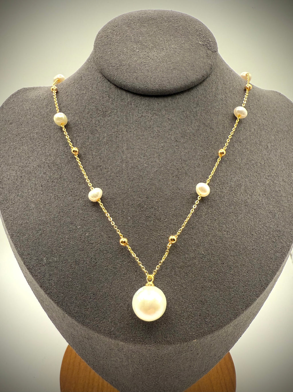 White Edison Freshwater Pearl Station Necklace