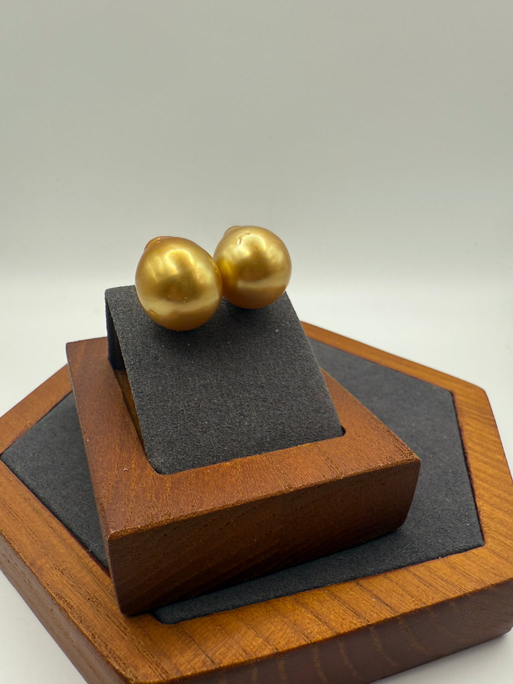 Deep Golden Baroque Pearl Studs