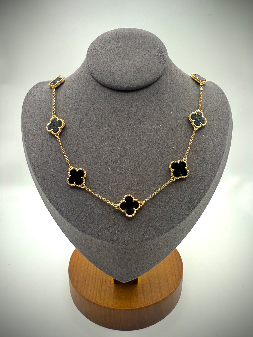 Black Onyx Clover Necklace