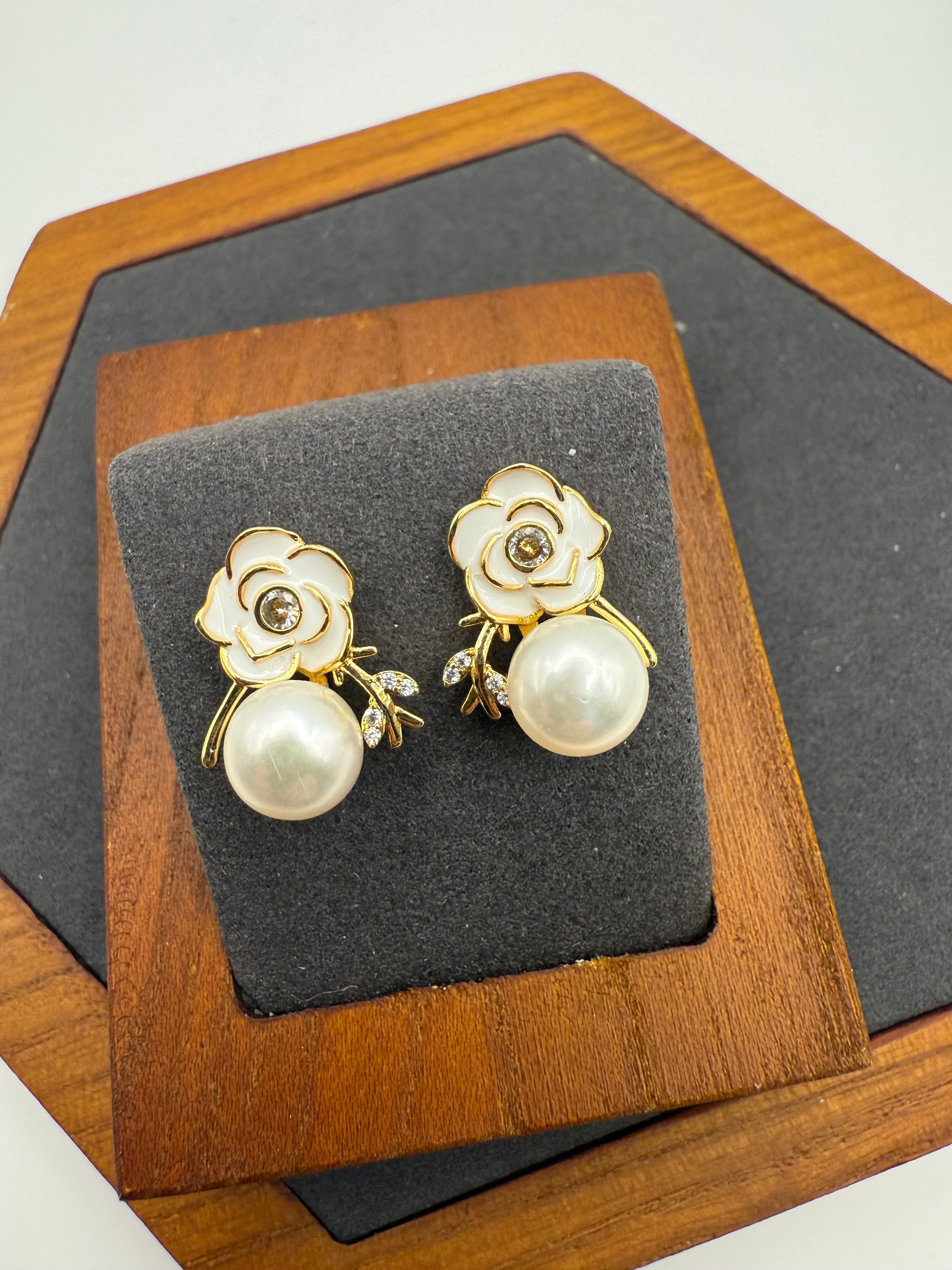 White Freshwater Pearl Earrings