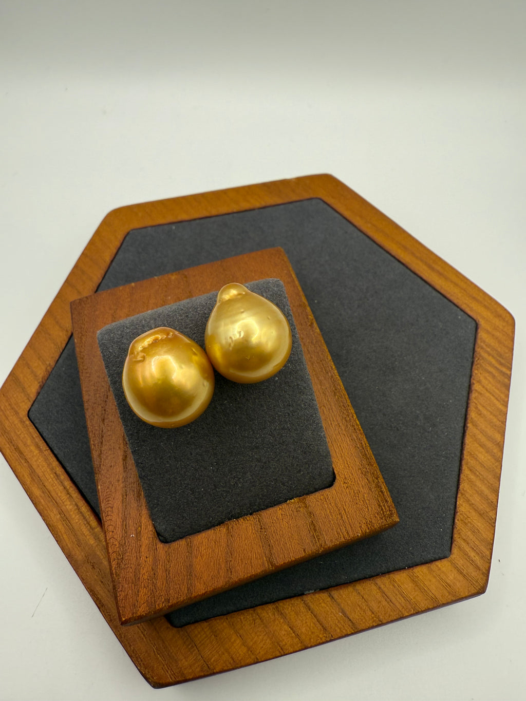 Deep Golden Baroque Pearl Studs