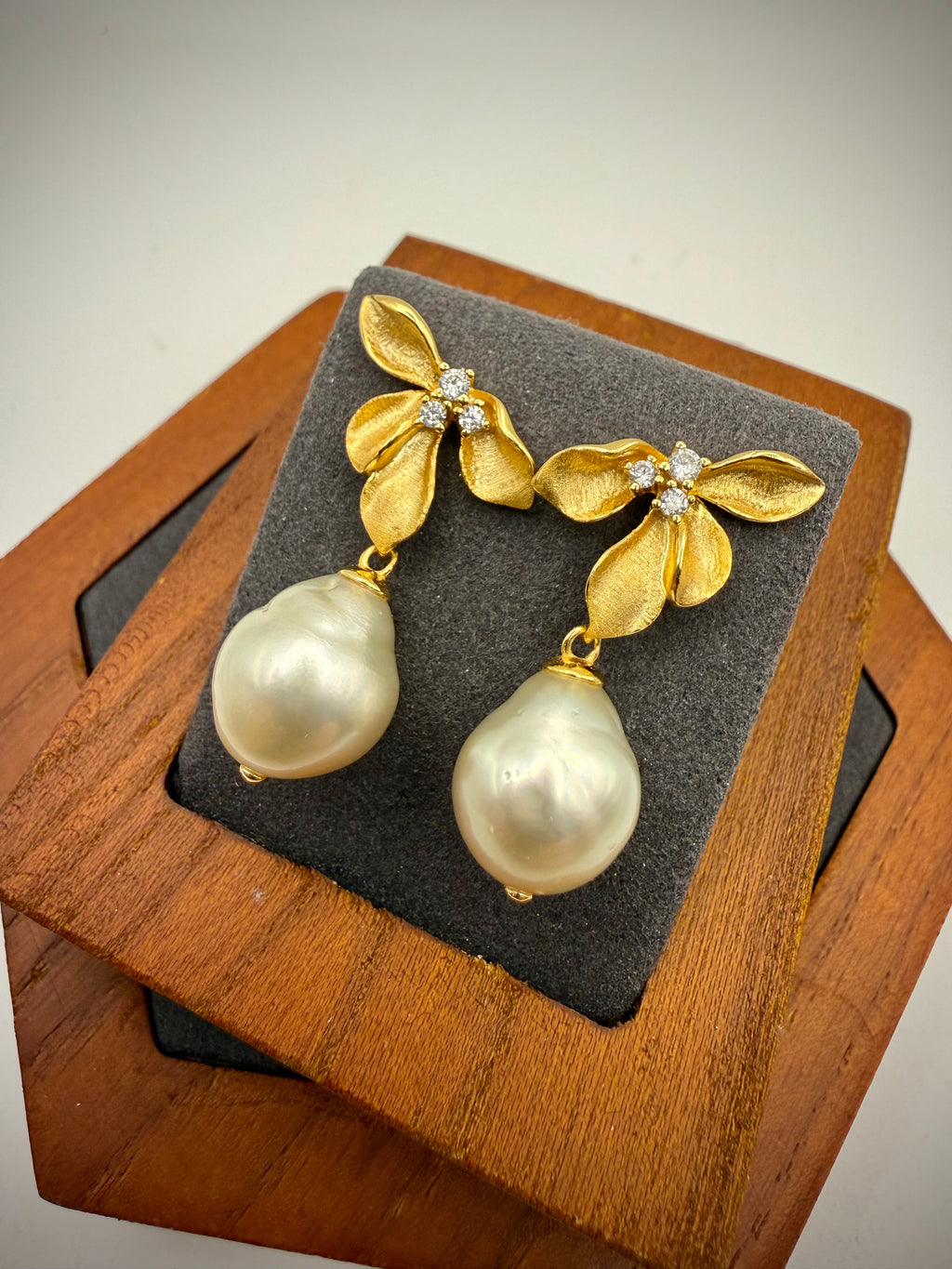 Champagne Baroque South Sea Pearl Earrings