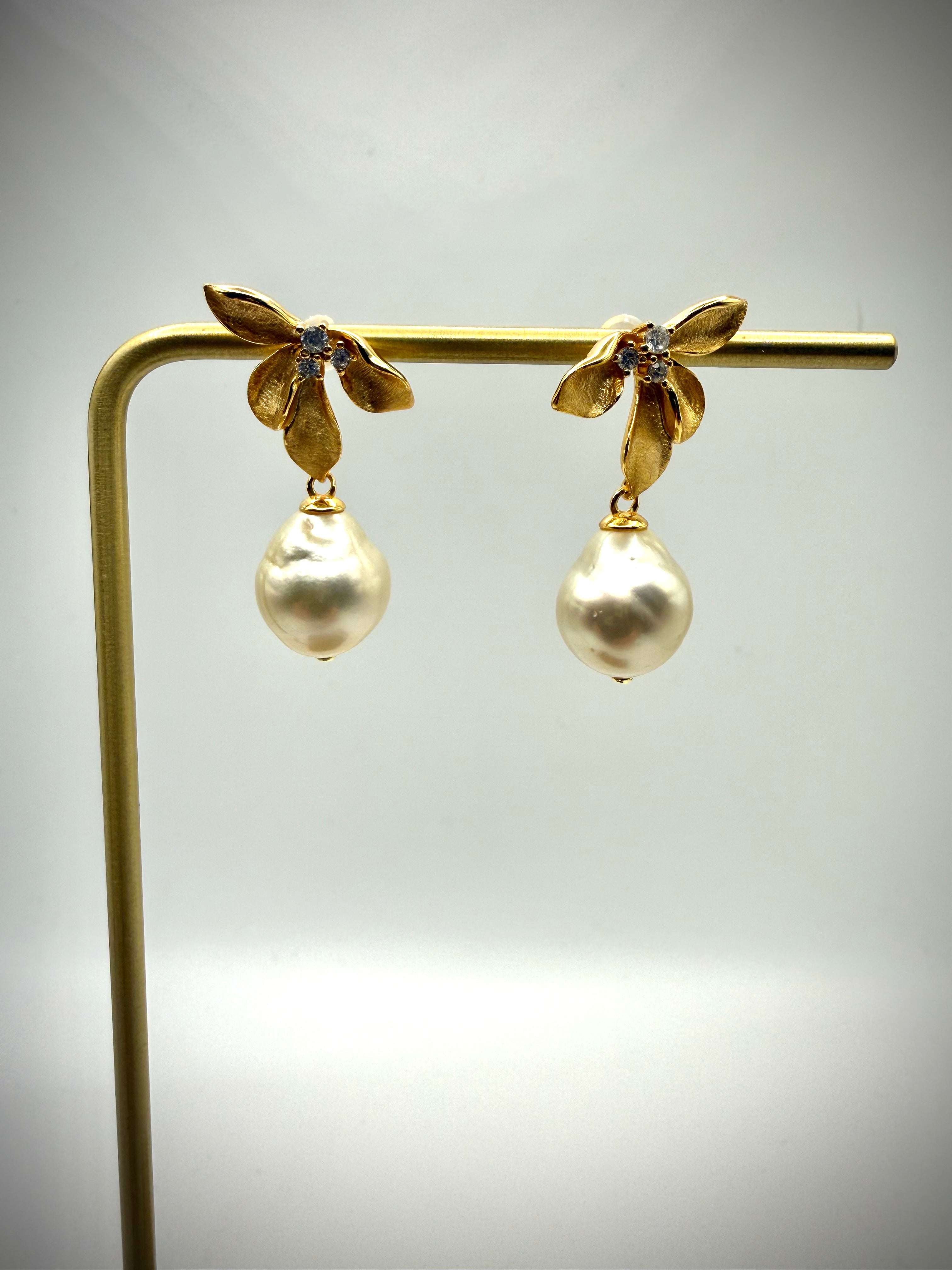 Champagne Baroque South Sea Pearl Earrings