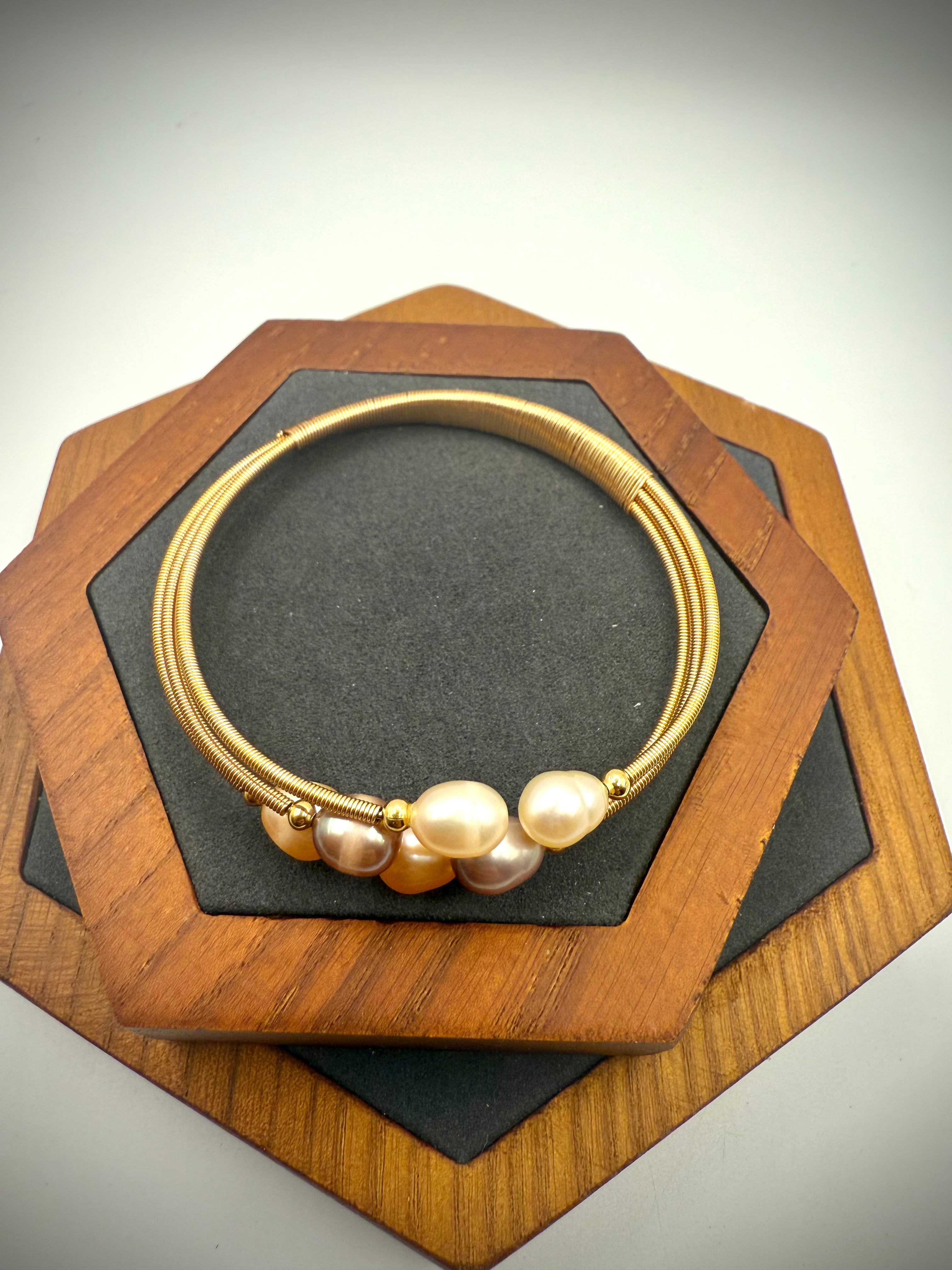 Pastel Three Layer Freshwater Pearl Bangle