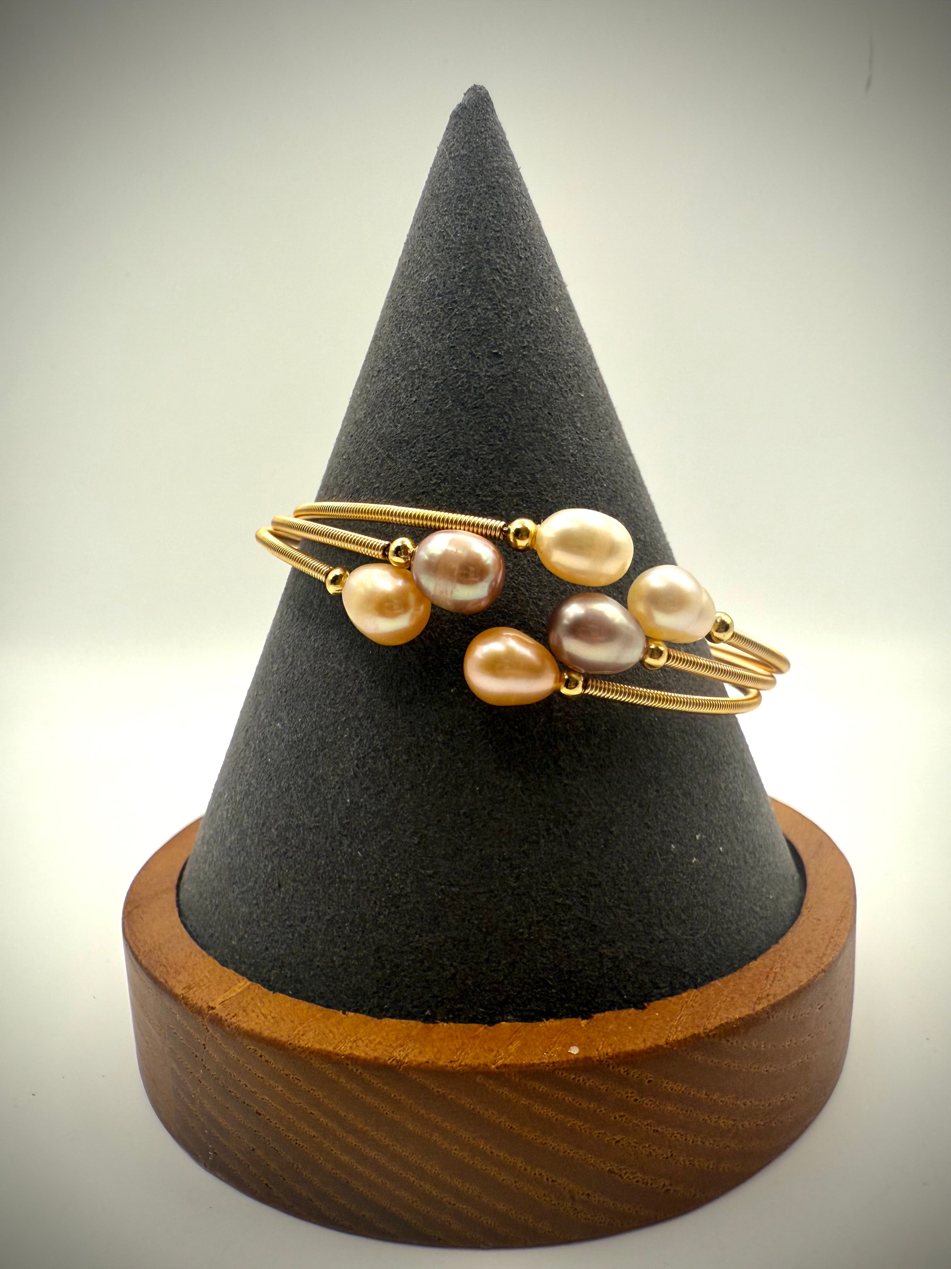 Pastel Three Layer Freshwater Pearl Bangle