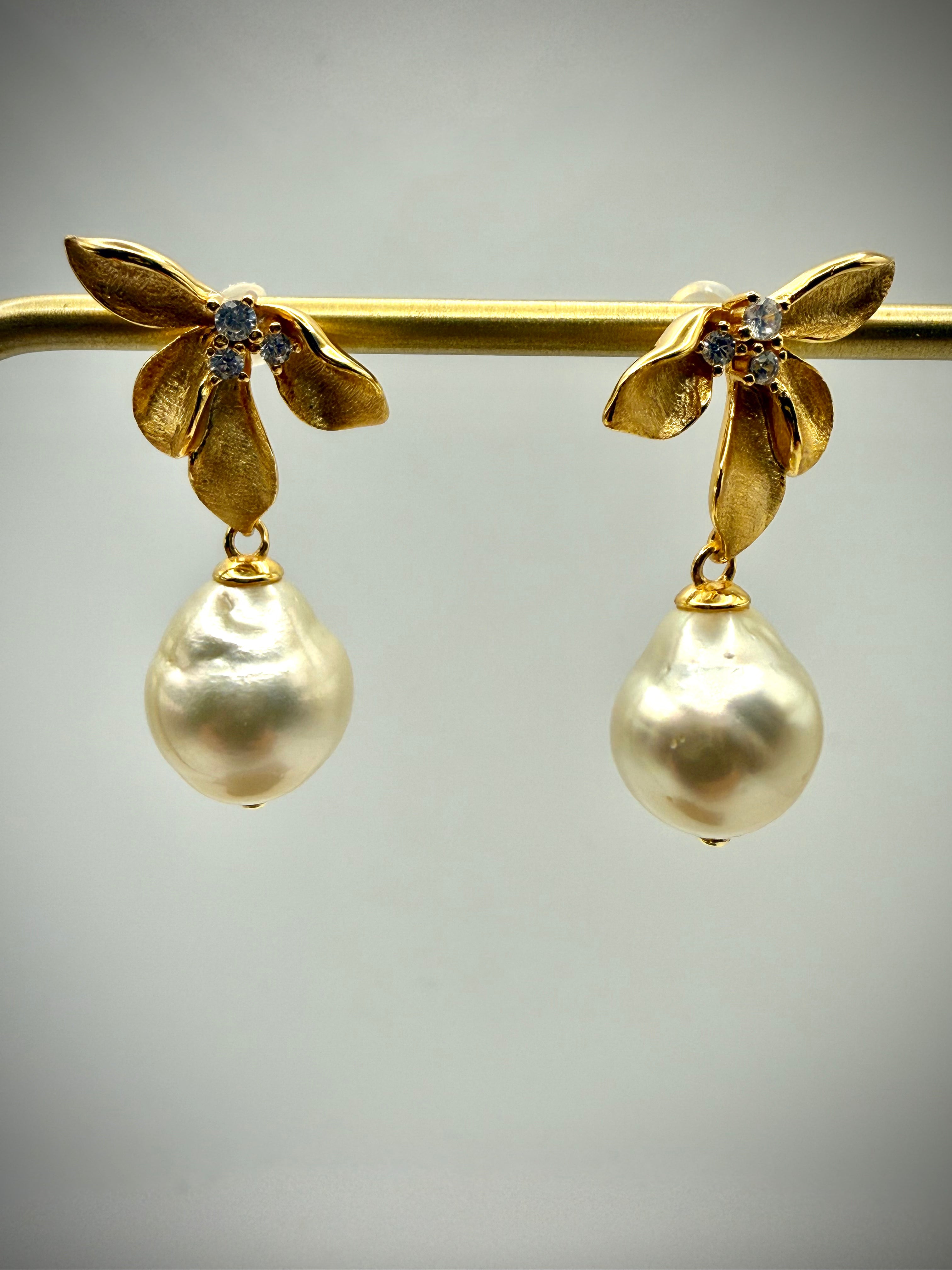 Champagne Baroque South Sea Pearl Earrings