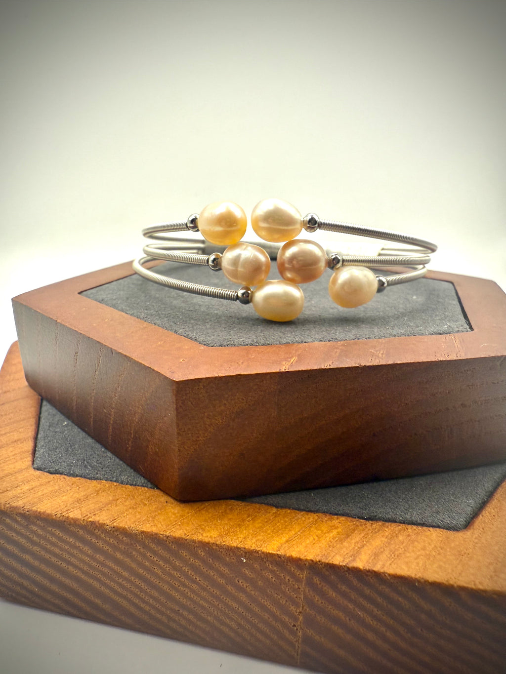 Champagne Three Layer Freshwater Bangle