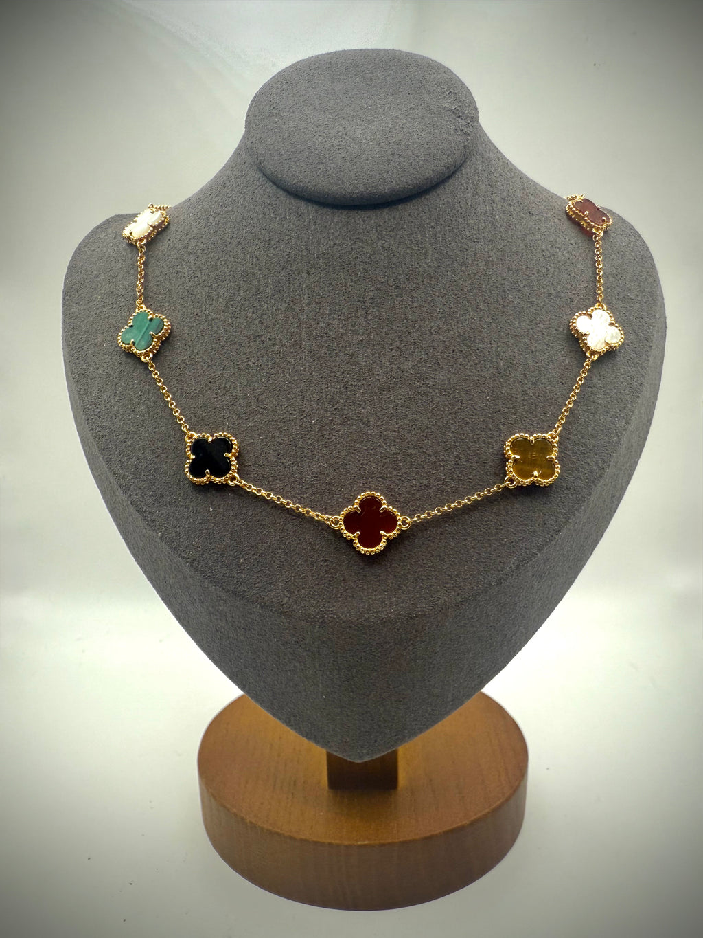 Multi Stone Clover Necklace