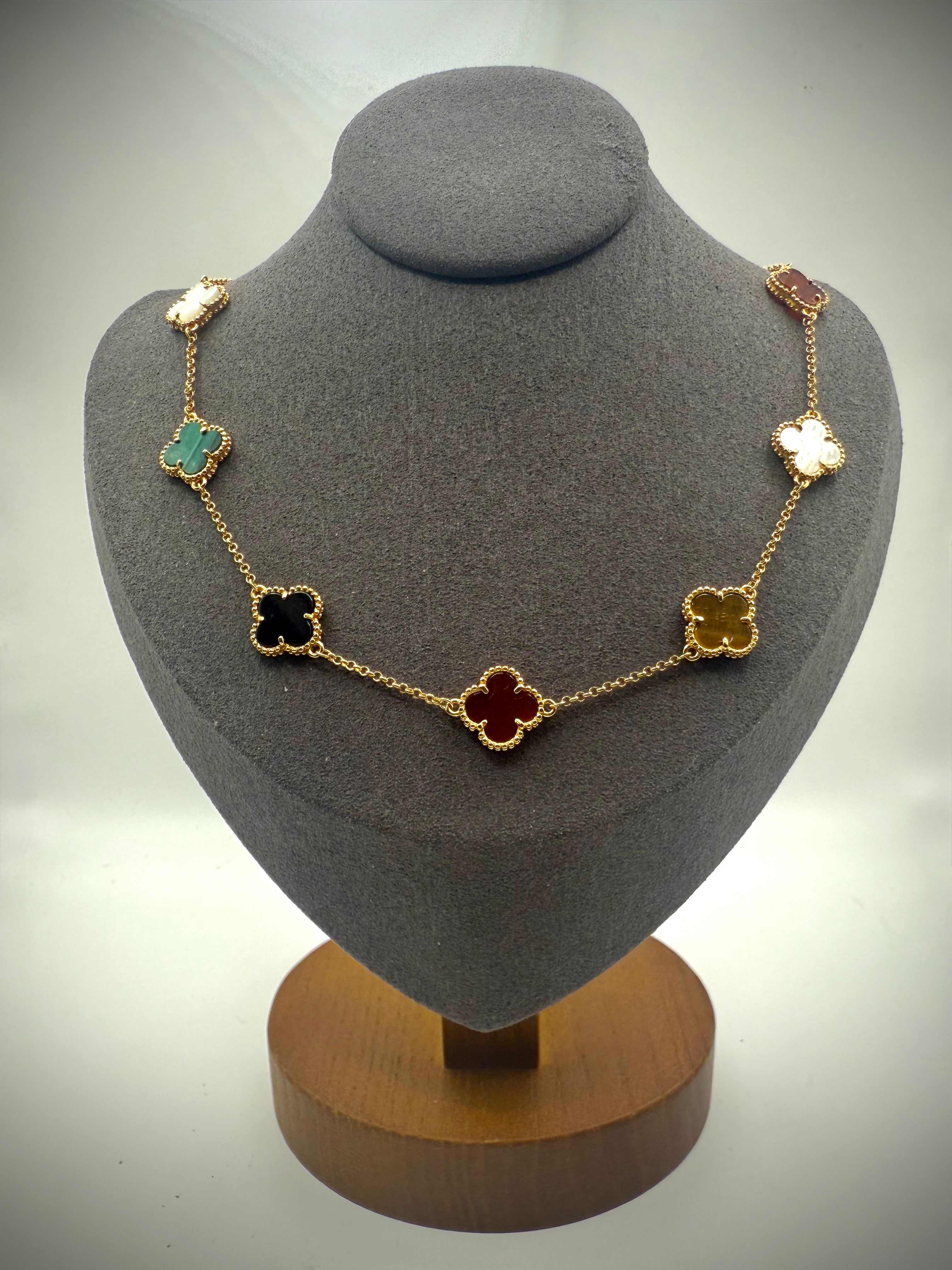 Multi Stone Clover Necklace