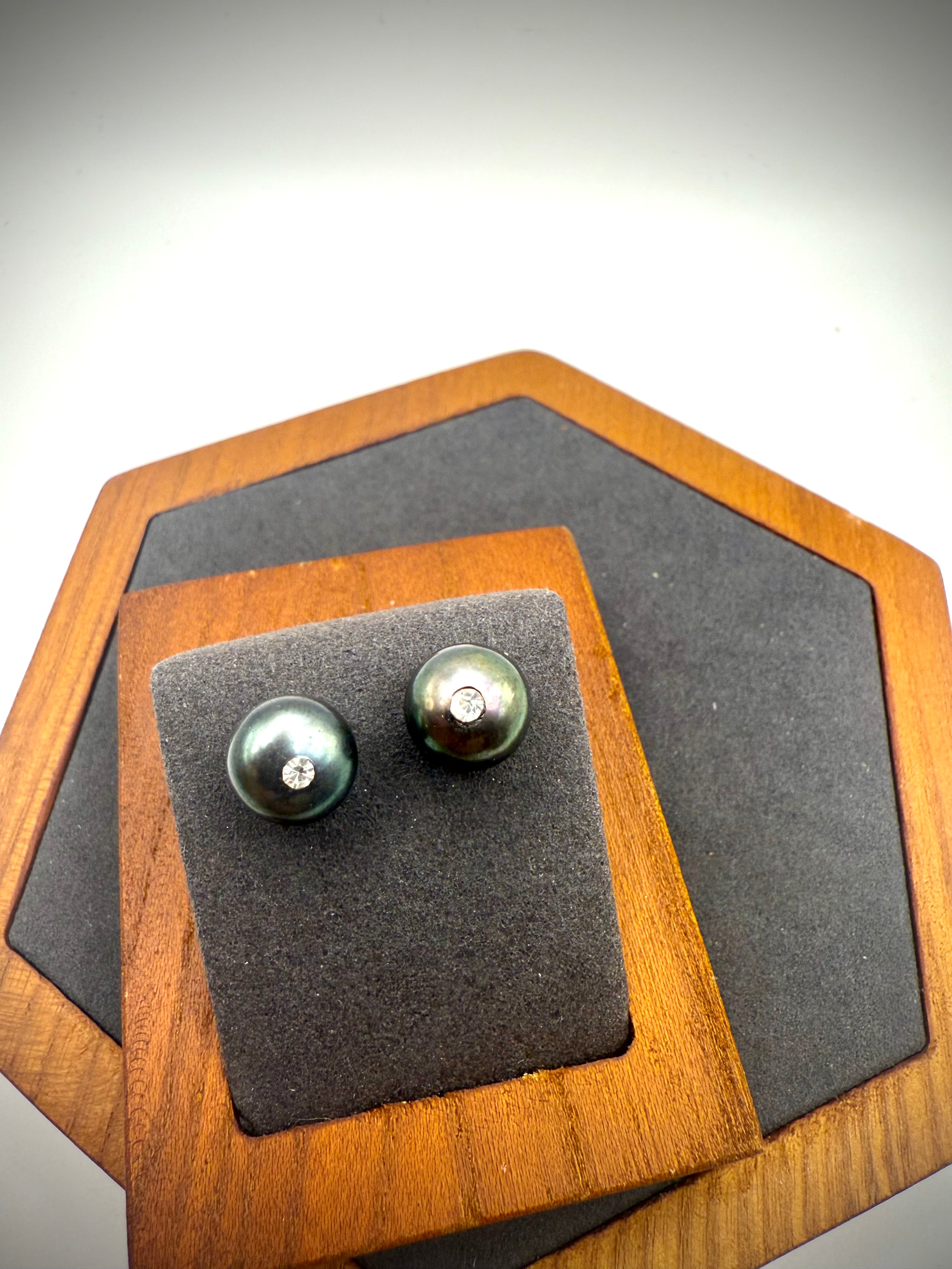 Peacock Freshwater Pearl Stud Earrings