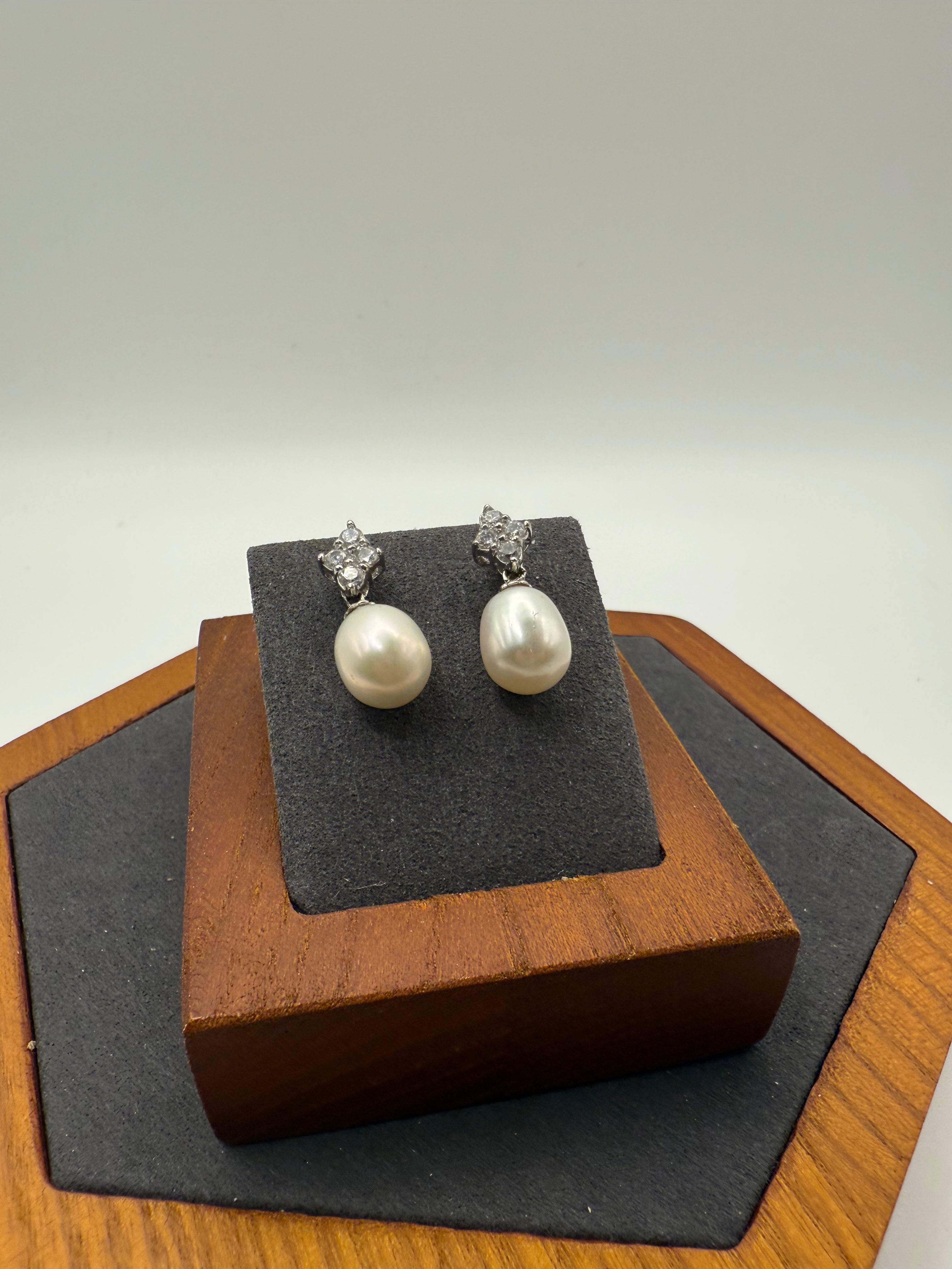 White Teardrop Dangling Earrings